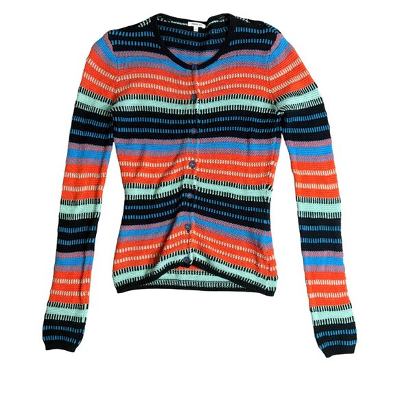 Manoush striped cardigan sweater size S small cotton multicolored button - Picture 7 of 9